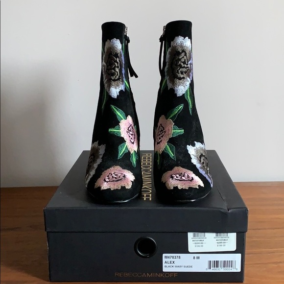 Rebecca Minkoff Black Suede Embroidered Boot - Picture 2 of 6